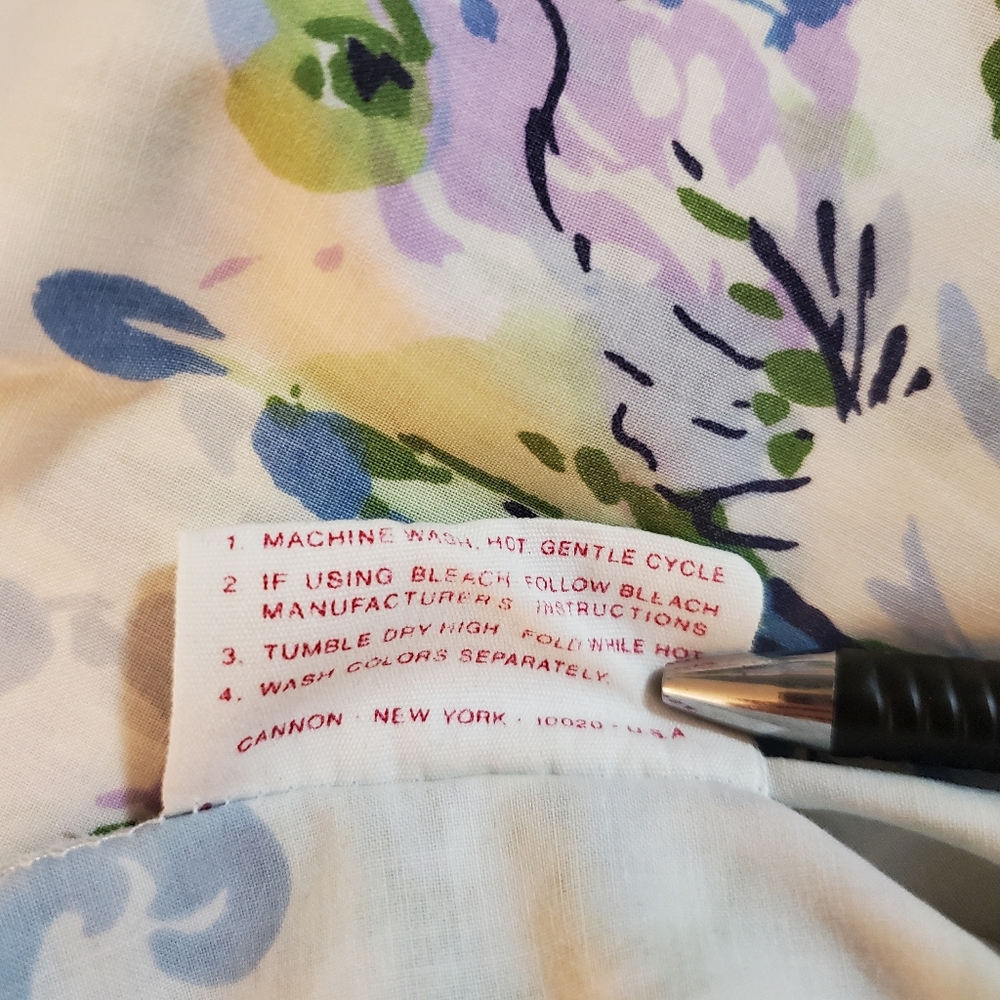 Vintage Cannon Royal Family 70s Blue Rose Floral Standard Pillowcase Eyelet Trim - Picture 5 of 5